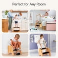 thumbnail image 3 of 2 Step Wooden Step Stool, Adjustable Height Step Stools for Kids and Adults, Toddler Potty Training Stool with Handles, 300 lbs Capacity for Bathroom Sink, Kitchen, Bedroom, 3 of 5