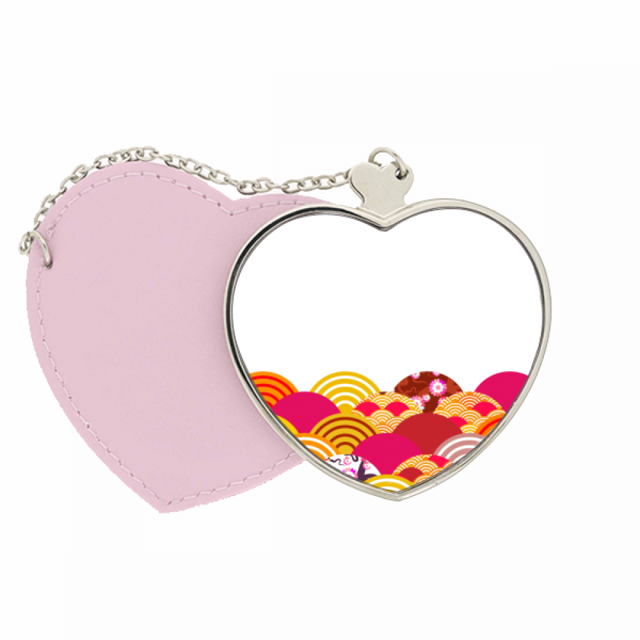 geometría de la línea patrón bolsa de viaje mirror maquillaje corazón rosa