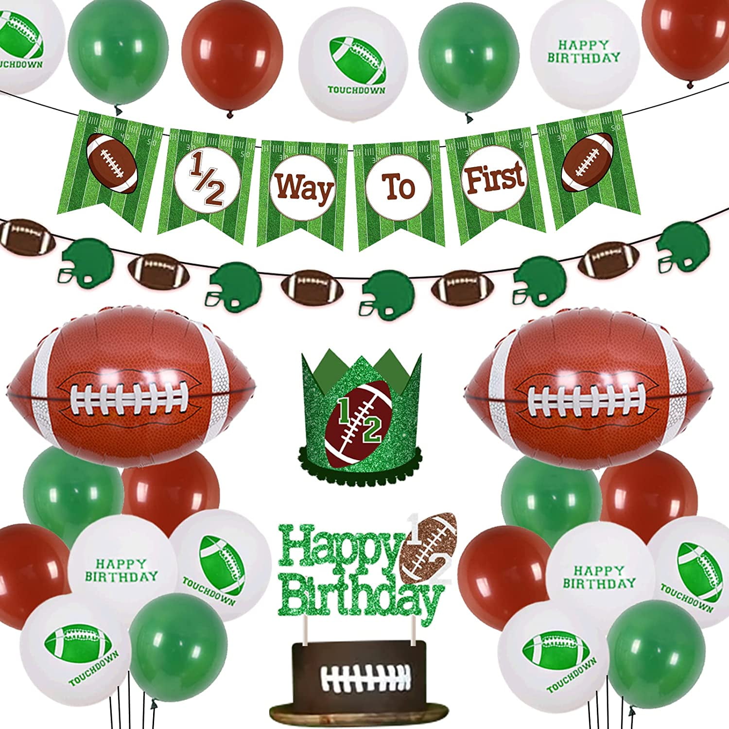 Game Day Sport Theme Football Party Decorations Touchdown Party Decorations-include Happy Birthday Banners,Football Garland,2 Foil Fringe Curtains