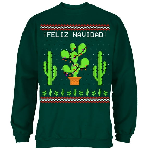 Old Glory Mens Cactus Desert Feliz Navidad Ugly Christmas Sweater Long Sleeve Sweatshirt