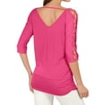 thumbnail image 2 of Women 3/4 Hollow Out Sleeve V Neck Top, 2 of 3