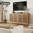 thumbnail image 5 of Algherohein Modern Sideboard Buffet with Slatted Barn Doors, Wood Accent Storage Consol, TV Stand, Coffee Bar for Dining Room, Oak 2 Doors, 5 of 6