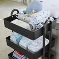 thumbnail image 4 of ECR4Kids 3 Tier Metal Rolling Storage Organizer Utility Cart, Black, 4 of 5