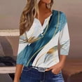 thumbnail image 2 of Jewelreauty Tunic Tops for Women Elbow Length Notch Neck Casual Button Blouses Summer Casual Tees, 2 of 5