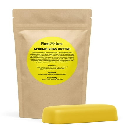 Raw African Shea Butter 8 oz. Bar 100% Pure Natural Unrefined Organic YELLOW - Imported From Ghana - Ideal Moisturizer For Dry Skin, Body, Face And Hair Growth. Great For DIY Soap and Lip Balm Making.