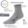 thumbnail image 2 of FUN TOES Merino Wool Hiking Socks: 6 Pairs with Arch Support, Cushioning for Men & Women., 2 of 2