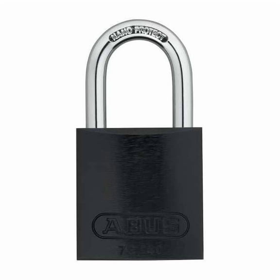 Lockout Padlock, Keyed Alike, Aluminum, Black, 1 in Shackle Height, 1 1/2 in Body Width