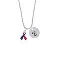 thumbnail image 2 of Delight Jewelry Silvertone Red & Blue Awareness Ribbon Silvertone Script Initial Disc - E - Charm Necklace, 20"+3", 2 of 4