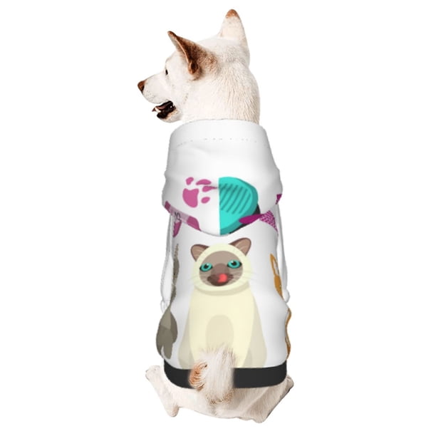 Fotbe Pet Care Grooming Sudadera con Estampado para Perros Pequeños – Suéter con Capucha para Mascotas, Tela Suave de Forro Polar con Bolsillo-Medium