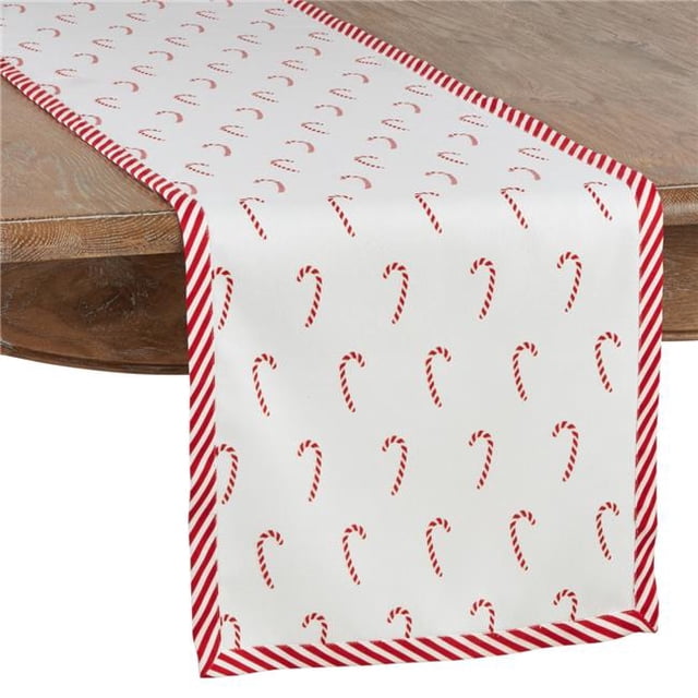 Saro Lifestyle 2198.R1690B Chemin de Table de 90 Po à Motif de Canne de Bonbon, Rouge