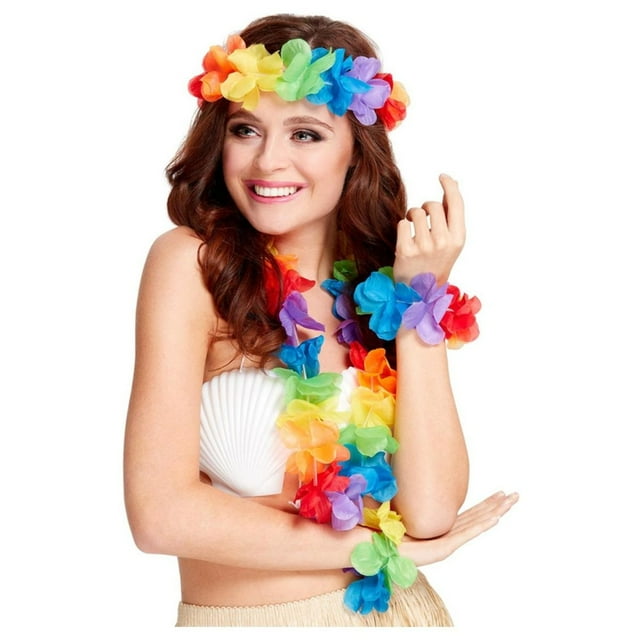 Smiffys Ensemble d'Accessoires Costume Arc-en-Ciel Hawaïen