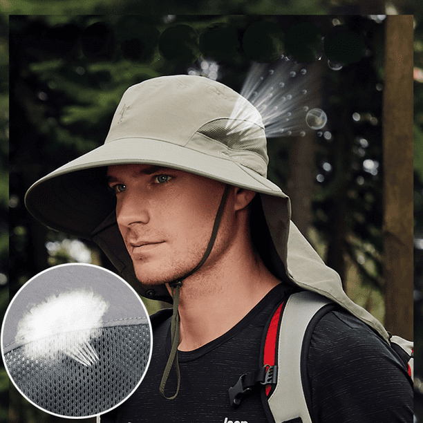 XYCCA Outdoor UPF50+ Mesh Sun Hat Wide Brim Fishing Hat with Neck