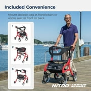 Drive Medical Nitro Sprint Rollator Rolling Walker, Tall, Red