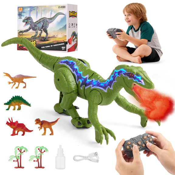 Zacro Remote Control Dinosaur Toys for Kids, Big T-Rex Dinosaur Toy with Spray, Light and Realistic Roar Sound, Walking Dinosaur Toy for Toddlers Boys Girls 3-8 Year Old