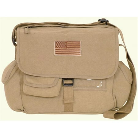 Fox Outdoor 43 076 Retro Messenger Bag With Usa Emblem Khaki