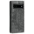 thumbnail image 3 of Case for Google Pixel 6A Wallet Case for Women Girls with Card Holder, Embossed Flower Pattern Magnetic Flip PU Leather Purse Protective Phone Cover for Google Pixel 6A, Grey, 3 of 10
