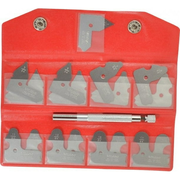 Mitutoyo 17 Pc, 1/64 to 17/64" Radius, Radius Gage Set