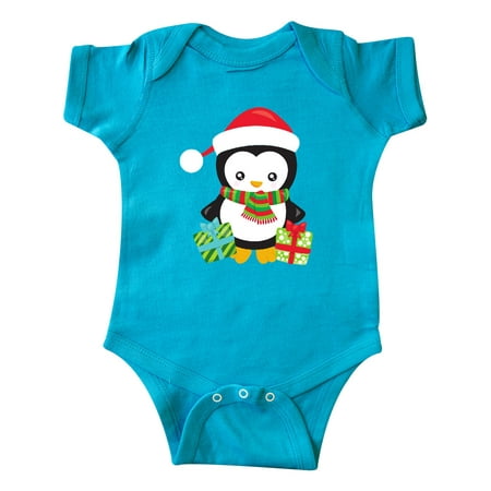 

Inktastic Christmas Penguin Penguin With Gifts Presents Gift Baby Boy or Baby Girl Bodysuit