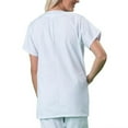 thumbnail image 2 of Women Men Collarless Short Sleeve Dress Hospital Lab Coat Workwear Tops Solid, 2 of 6