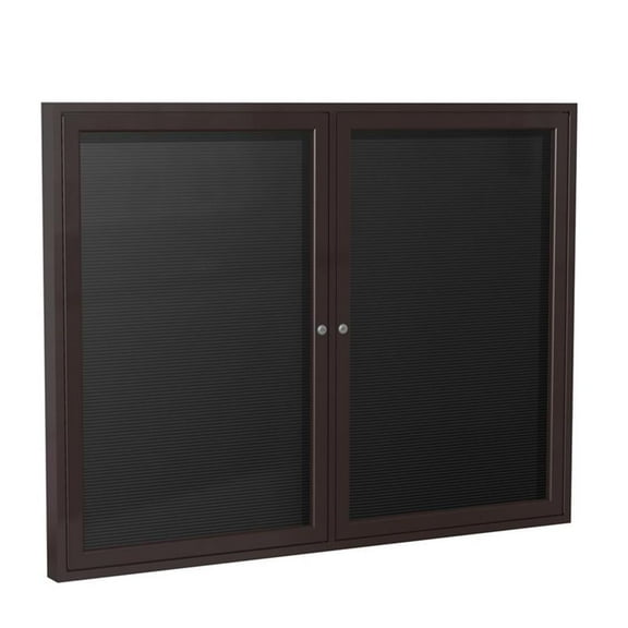 Ghent's Vinyl 36" x 60" 2 Door Enclosed Letterboard in Black
