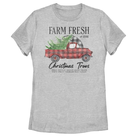 Women's Lost Gods Farm Fresh Christmas Tree  Graphic Tee Athletic Heather 2X Large