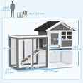 thumbnail image 3 of PawHut 49" Wooden Rabbit Hutch with Screened Run, Grey, 3 of 10