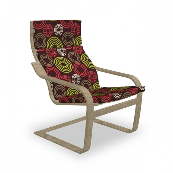Geometric Armchair Pad and Slipcover, Colorful Funky Vortex Stripes Simplistic Spring Tones Design, 1 Piece Soft Cushion Replacement with Removable Cover, Lime Green Dark Brown, by Ambesonne