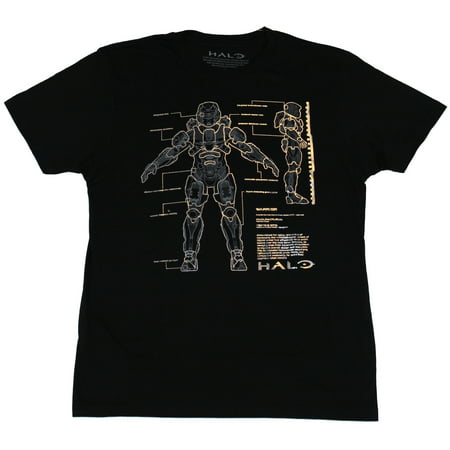 Halo Mens T-Shirt - Foil Printed Master Chief Suit Schematics Image