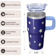 thumbnail image 3 of Reusable 20oz Textured Tumbler with Geometric Handle, Stainless Steel Double Wall Travel Mug, Leak Proof Insulated Cup Straw, 3 of 5