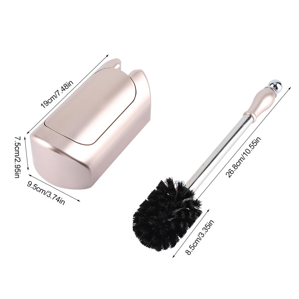 BIMZUC Stainless Steel Handle Toilet Brush & Holder Set – Rose Gold, Thick Plastic Bristles, Detachable Head, Non‑Slip Grip