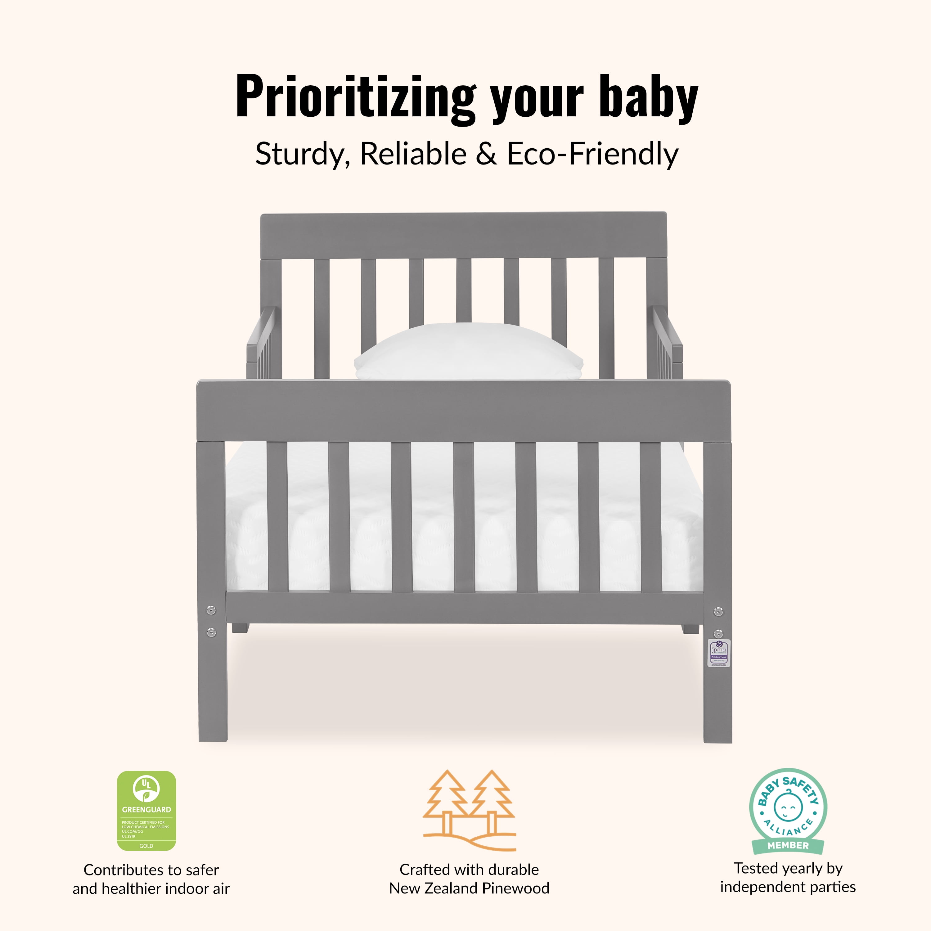 Dream on Me Finn Toddler Bed, Storm Grey