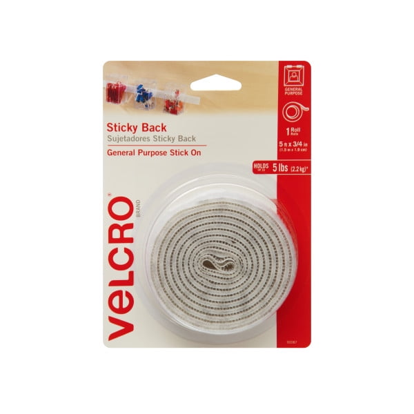 VELCRO Brand Sticky Back 5 Feet x 3/4 Inches Roll White