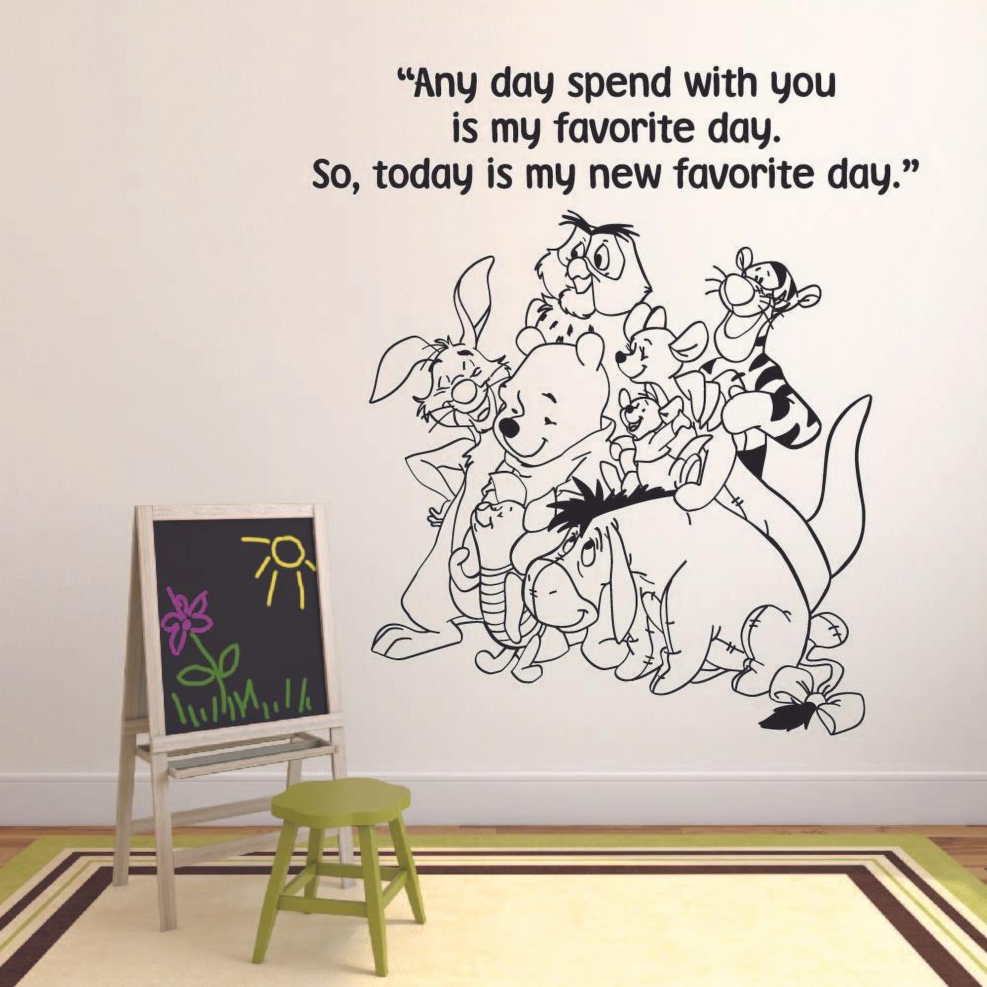 Favorite Day Winnie the Pooh Quote Disney Cartoon Quotes Wall Sticker Art Decal for Girls Boys Room Bedroom Nursery Kindergarten House Home Decor Stickers Wall Art Vinyl Decoration Size (30x30 inch)