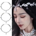 thumbnail image 3 of Wedding Bride Forehead Tiara Headband Faux Crystal Pendant Rhinestone Leaf Hairband Princess Party Prom Crown Fairy Jewelry Headpiece, 3 of 19