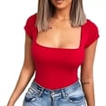 thumbnail image 1 of Body Escote Cuadrado Manga Corta Mujer Panti Blusa Elegante, 1 of 7