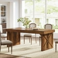 thumbnail image 5 of Tribesigns 63-Inch Dining Table for 6, Rustic Rectangular Wood Kitchen Table, Large Dinner Table with Sturdy Pedestal for Dining Room, Kitchen, 5 of 7