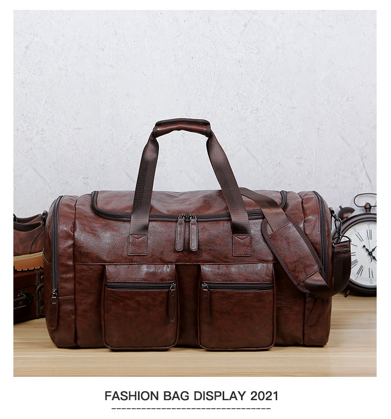 Luxury Leather Garment Duffle Bag for Men with 2-in-1 Convertible Suit  Carrier for Travel