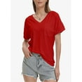 thumbnail image 6 of Women's Short Sleeve V-Neck Shirts Loose Casual Tee T-Shirt, 6 of 6