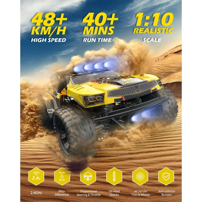 DEERC 9201E 1:10 Large Remote Control Truck with Lights, Fast