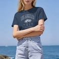 thumbnail image 5 of Women Los Angeles Graphic T Shirts Letter Print Short Sleeve Loose Tops Dark Blue XXL, 5 of 8