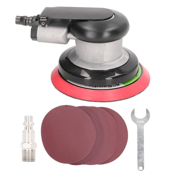 Air Random Orbital Sander 5in Pneumatic Palm With 5pcs Sandpapers For Auto Work US Style Joint,Random Orbit Sander,Pneumatic Random Orbital Sander
