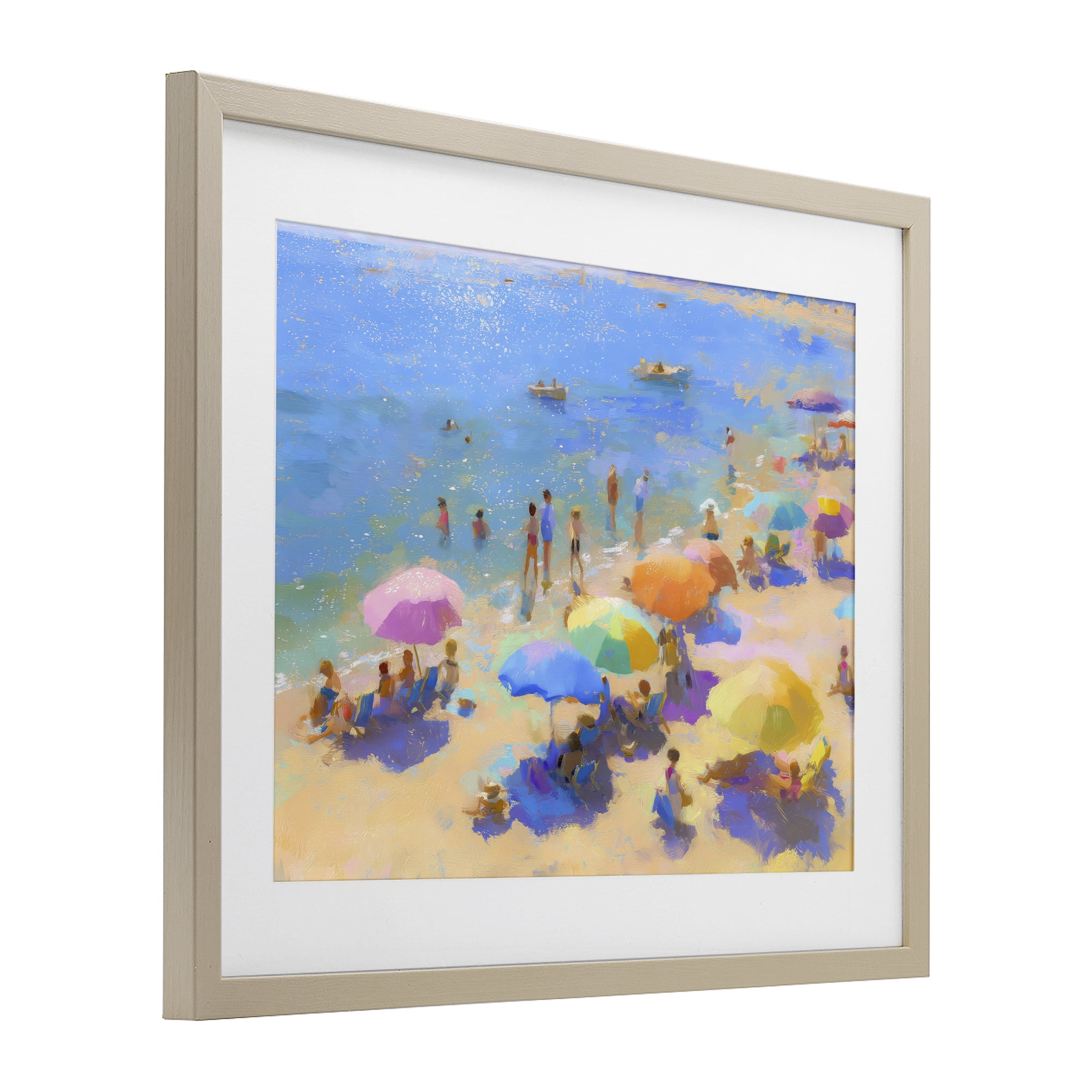 Stupell Industries Colorful Day at Beach Birch Framed Print Under Glass, design by LSR Design Studio