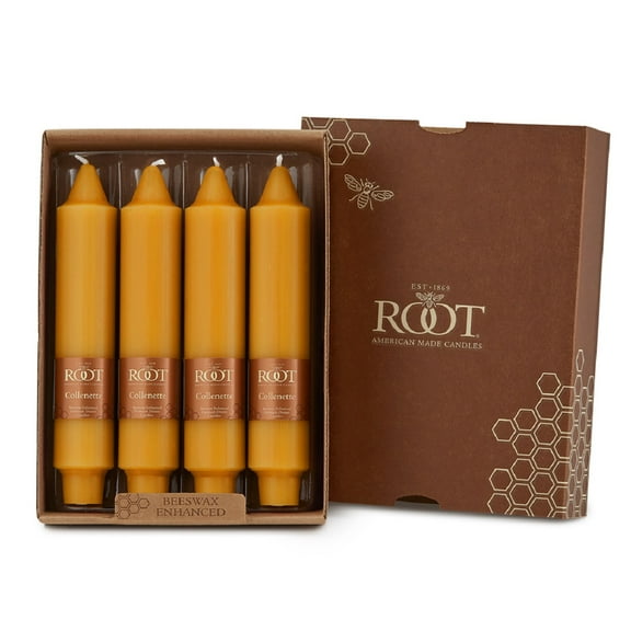 ROOT Candles Unscented Smooth Collenette Taper Candles, 7-Inch Tall, Box of 4, Color: Butterscotch