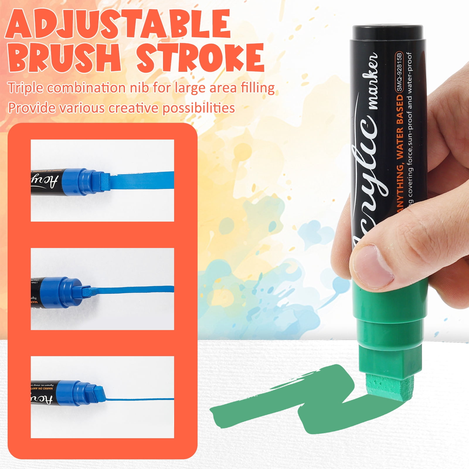 Threns 10 Pack Jumbo Permanent Markers,0.59" Acrylic Graffiti Markers,10 Vibrant Colors Wide Tip Paint Marker for Canvas,Posters Board,Fabric,Window