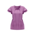 thumbnail image 4 of Xuapaodt INC Lace Up Crew Neck Chiffon Hairball Temperament Shirt Ribbed, 4 of 8