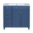 thumbnail image 3 of M optimized 36 Inch Bathroom Cabinet with Sink, Wood Storage Cabinet with 2 Soft-closing Door, 2 Drawers, Adjustable Shelf (Without Faucet), 3 of 9