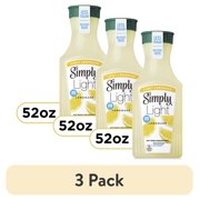 (3 pack) Simply Non GMO Less Sugar Lemonade Light Fruit Juice, 52 fl oz Bottle