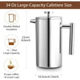 thumbnail image 6 of Behome French Press Coffee Maker, 34oz Stainless Steel French Press Coffee Maker, 3 Filtration & Double Wall Insulation, Rust-Free, Food Grade & Safe Coffee Pot, 6 of 8