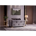 thumbnail image 3 of JERFIT Modern Silver Velvet Loveseat Sofa with Gold Trim for Living Room, Upholstered Small Couch, 3 of 5