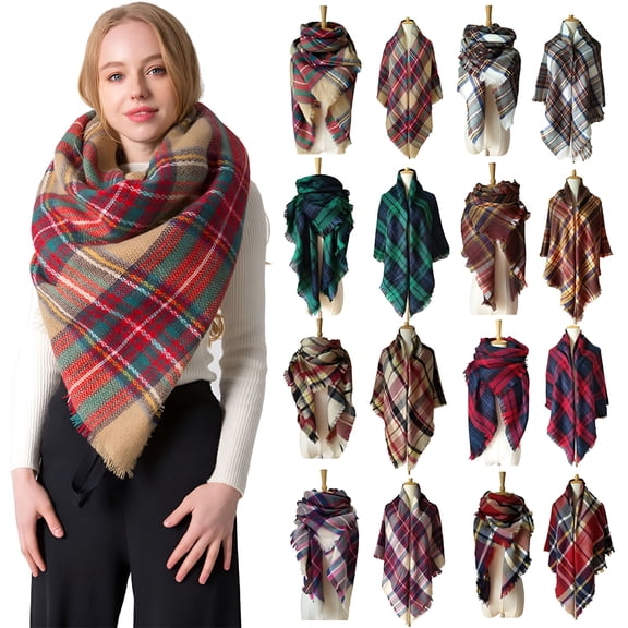 TELOLY 2026 New Plaid Blanket Scarf Women Big Oversized Long Scarves Warm Winter Tartan Checked Shawl Wrap Scarf Gift for Women